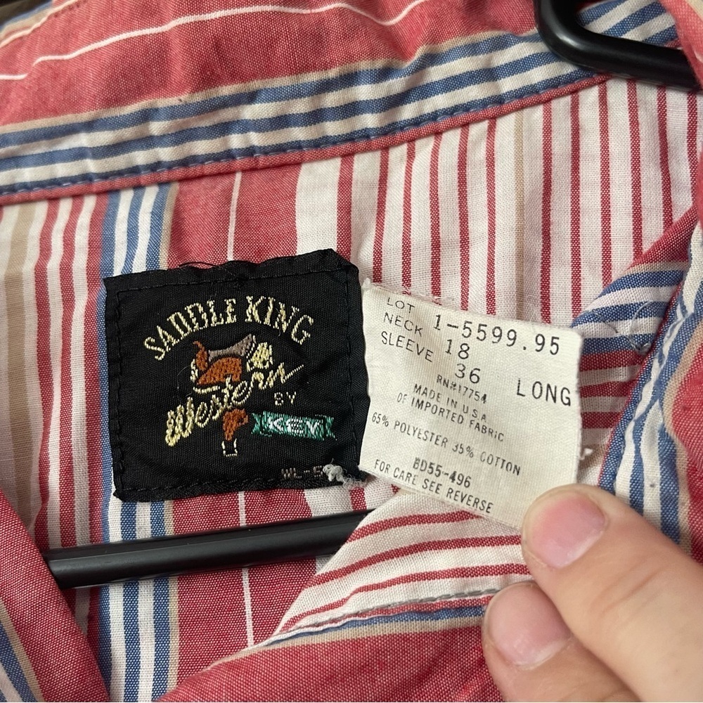 Vintage Saddle king western stripped snap button down shirt big & tall size XXL - Picture 5 of 8